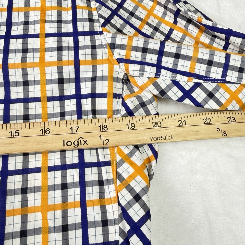 Robert Graham‎ Shirt Mens Medium Multi Colored Tailored Fit Checkered Flip Cuff - Picture 6 of 8